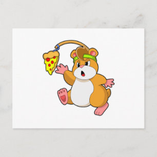Hamster eet pizza briefkaart