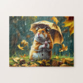 Hamster en blad paraplu legpuzzel (Horizontaal)