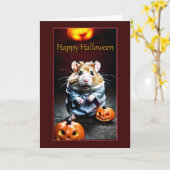 Hamster en costume Carte d'Halloween (Fleur jaune)