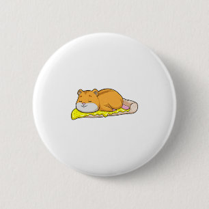 Hamster en Pizza met kaas Ronde Button 5,7 Cm