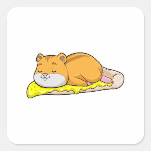 Hamster en Pizza met kaas Vierkante Sticker