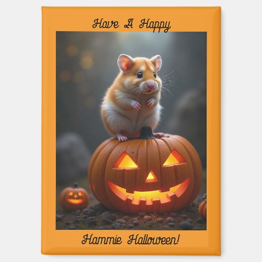 Hamster en pompoenen Halloween magneet (Voorkant)