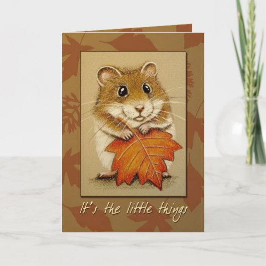 Hamster et feuille d'automne - carte de (Devant)