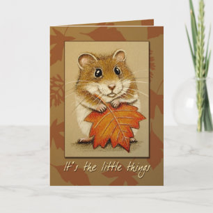 Hamster et feuille d'automne - carte de