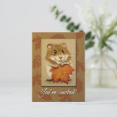 Hamster & Feuille d'automne - Carte postale (Debout devant)