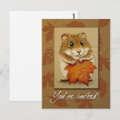 Hamster & Feuille d'automne - Carte postale (Devant / Derrière)