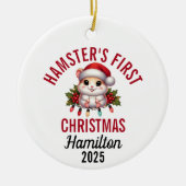 Hamster First Christmas 2025 Keramisch Ornament (Voorkant)
