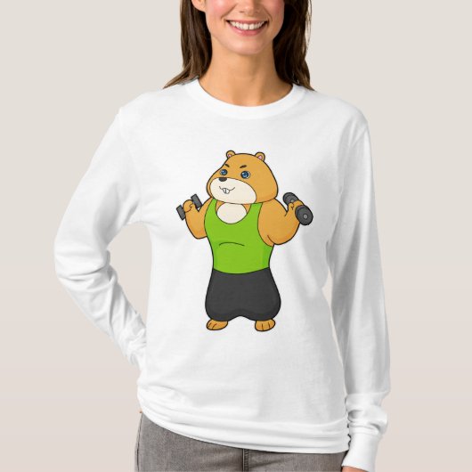 Hamster Fitness Dumbbell T-shirt (Voorkant)