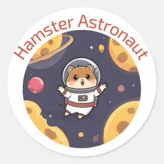 Hamster in de ruimte - Schattigee en eigenzinnige Ronde Sticker