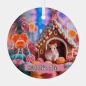 Hamster in het Gingerbread House Glas Ornament (Achterkant)