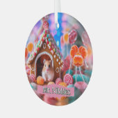 Hamster in het Gingerbread House Glas Ornament (Voorkant links)