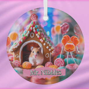Hamster in het Gingerbread House Glas Ornament