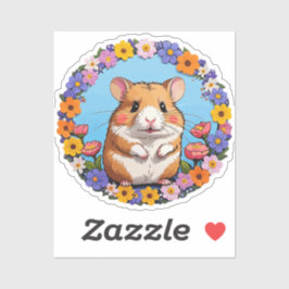 hamster in the flowers sticker
