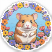 hamster in the flowers sticker (Voorkant)