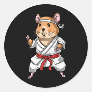 Hamster Karate Ninja Jiu-jitsu Judo Taekwondo Mart Ronde Sticker