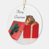 Hamster kerstcadeau keramisch ornament (Links)