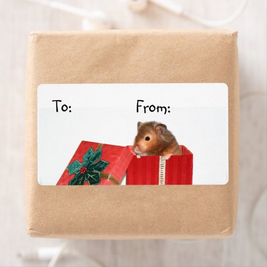 Hamster kerstcadeau-label etiket (Insitu)