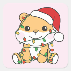 Hamster Kerstmis Winter Dieren Vakantie Hamsters Vierkante Sticker
