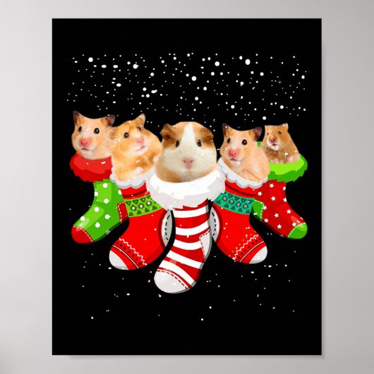 Hamster kerstsokken grappige kerstcadeaus voor man poster (Voorkant)
