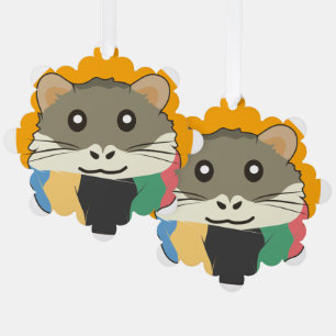 Hamster 🐹 Leuk dier met kleurrijke gestreepte sja Ornament Kaart