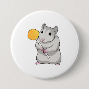 Hamster Lollipop Ronde Button 7,6 Cm