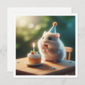 Hamster mangeant gâteau invitation anniversaire (Devant / Derrière)