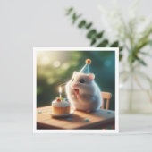 Hamster mangeant gâteau invitation anniversaire (Debout devant)