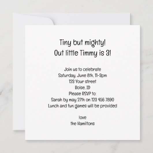 Hamster mangeant gâteau invitation anniversaire (Dos)