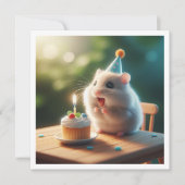 Hamster mangeant gâteau invitation anniversaire (Devant)