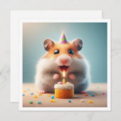Hamster mangeant gâteau invitation anniversaire (Devant / Derrière)