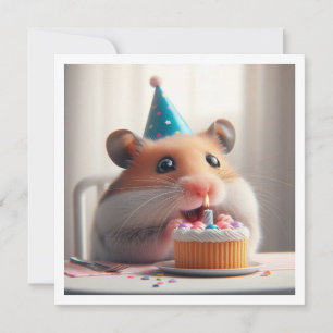Hamster mangeant gâteau invitation anniversaire