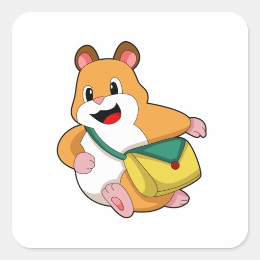 Hamster met Bag.PNG Vierkante Sticker (Voorkant)