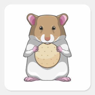Hamster met Biscuit Vierkante Sticker