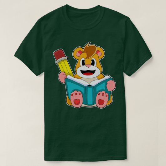 Hamster met boekpen t-shirt (Design voorkant)