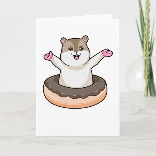Hamster met Chocolade Donut Kaart (Voorkant)