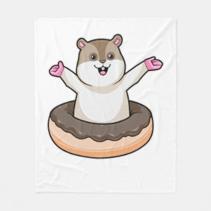 Hamster met Chocolate Donut Fleece Deken