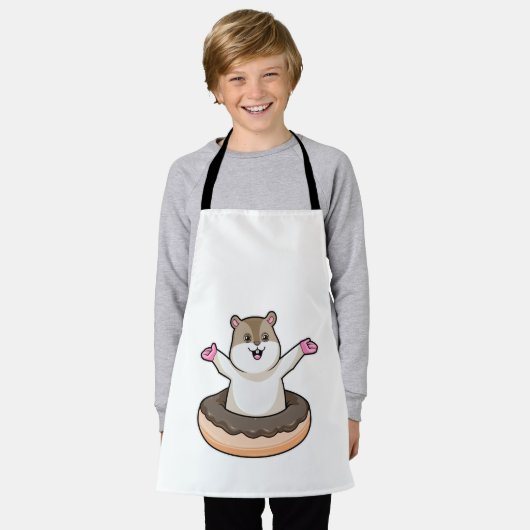 Hamster met Chocolate Donut Schort (Gedragen)