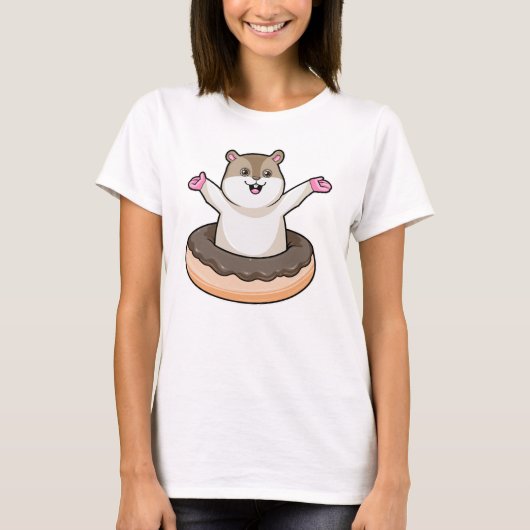 Hamster met Chocolate Donut T-shirt (Voorkant)