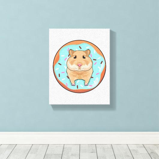 Hamster met Donut Canvas Afdruk (Insitu (Houten vloer))
