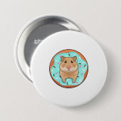 Hamster met Donut Ronde Button 7,6 Cm (Voorkant /achterkant)