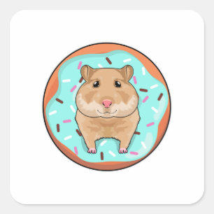 Hamster met Donut Vierkante Sticker