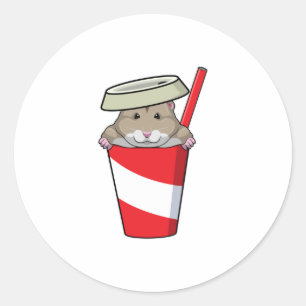 Hamster met Drink Ronde Sticker