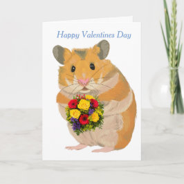 Hamster met een boeket bewerkbare Valentijn’s Feestdagen Kaart