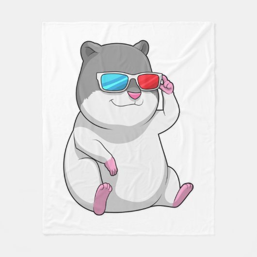 Hamster met een Bril Fleece Deken (Voorkant)