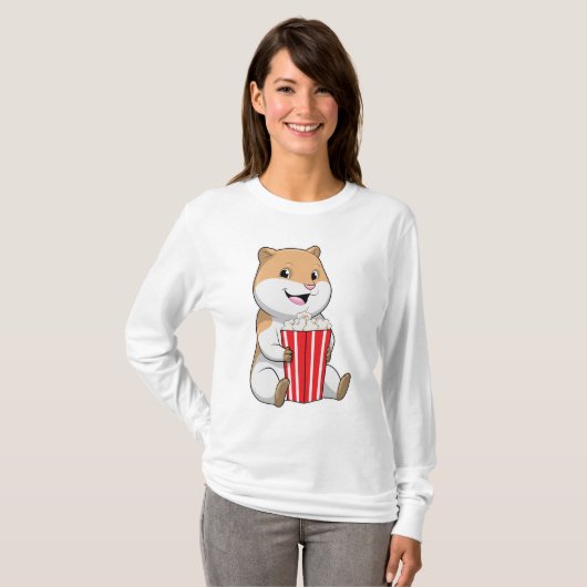 Hamster met één van Popcorn T-shirt (Voorkant volledig)