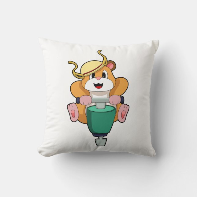 Hamster met Jackhammer Kussen (Voorkant)