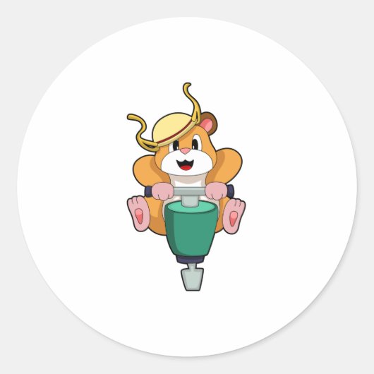 Hamster met Jackhammer Ronde Sticker (Voorkant)