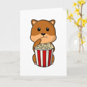 Hamster met Kegel van Popcorn Kaart (Gele Bloem)