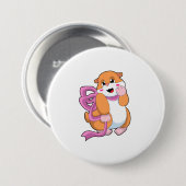 Hamster met lint ronde button 7,6 cm (Voorkant /achterkant)