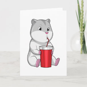 Hamster met mok en drankriet kaart